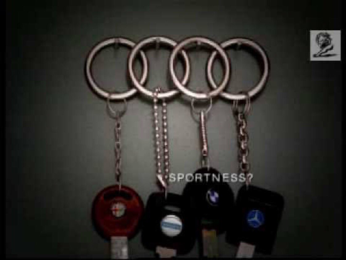 Audi’nin rakip firmaların anahtarlarını birleştirip, “ben tek, siz hepiniz” dediği harika ötesi reklamı