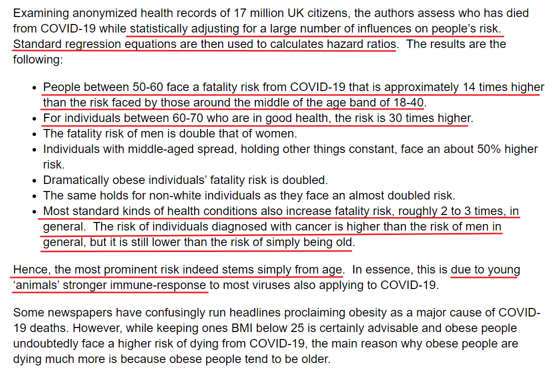Of great significance for university shielding policies: even taking health conditions into account "the biggest influence on a persons COVID-19 risk is age. The risk from age is actually an extraordinarily accelerating one (log-linear...)." 1/ Source: https://voxeu.org/article/covid-19-pandemic-causing-crisis-uk-universities-0