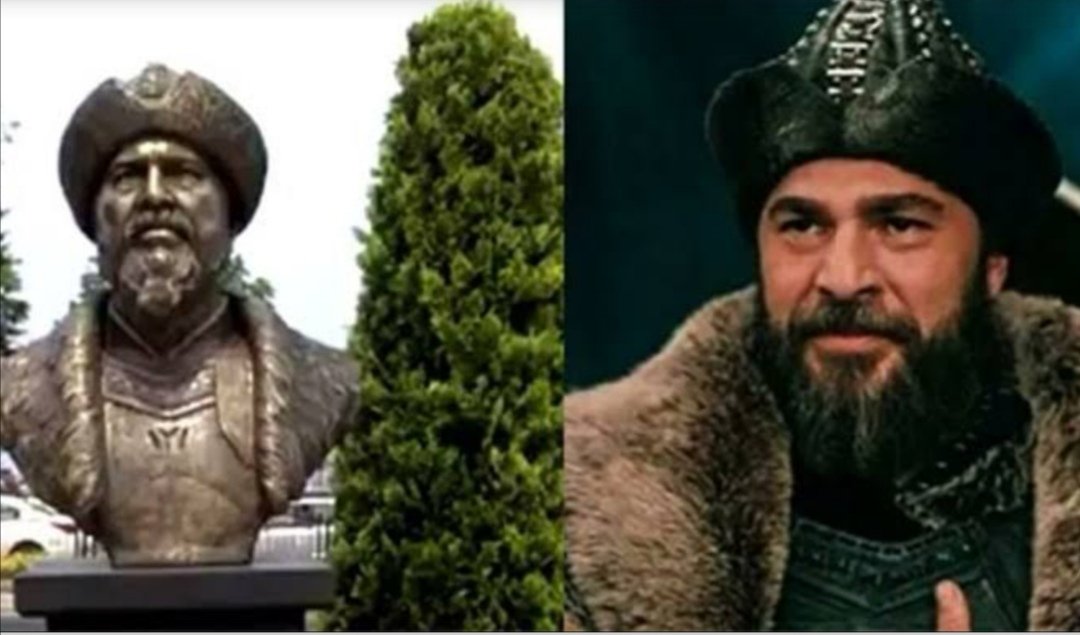 Ertuğrul Gazi diye Engin Altan Düzyatan büstü dikmek... Değişik olmuş. Şaka gibi gerçekten. #Gülermisinağlarmısın