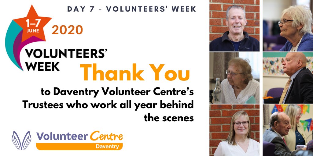 At the end of Volunteers' week is a  perfect opportunity to say a big “Thank You” to Daventry Volunteer Centre’s Trustees who ensure our Charity is successfully steered through an uncertain and rapidly changing environment. #VolunteersWeek2020