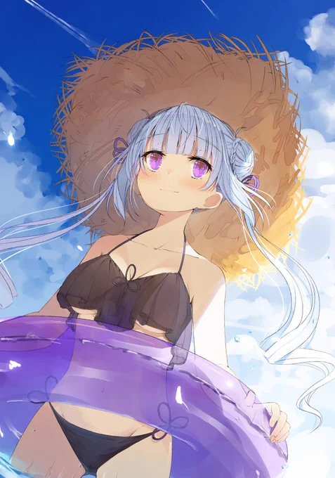 夏
×
水着
×
白髪少女 