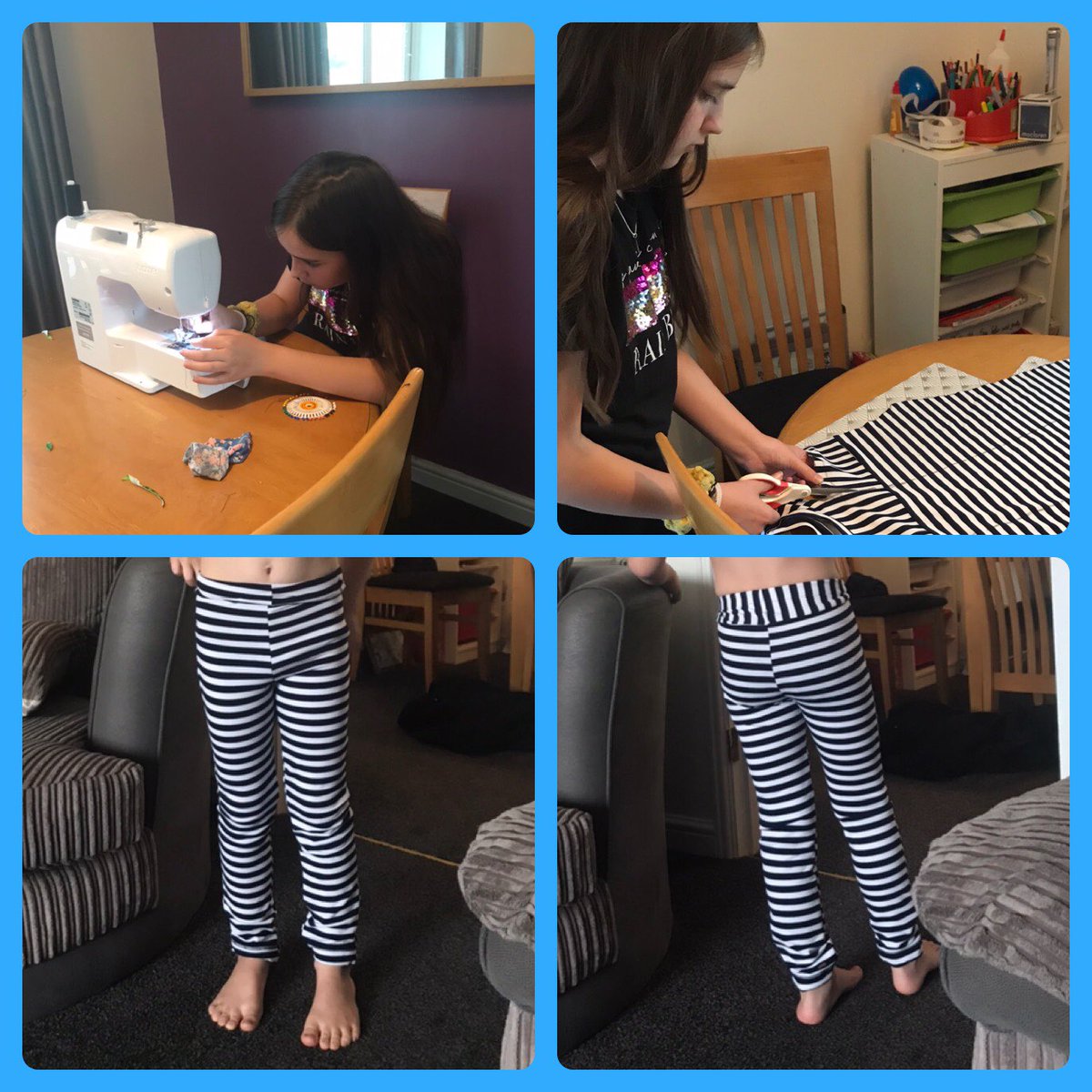 tracey_lloyd86's tweet photo. One of the #parkerpride tasks Emily did last month was learn a new skill - she learnt crochet - now sheβs loving making/stitching/sowing - today she has taught herself to use the sewing machine and run up a pair of leggings! @TheParkerEACT #keepingbusyathome https://t.co/osiYIp4NUJ