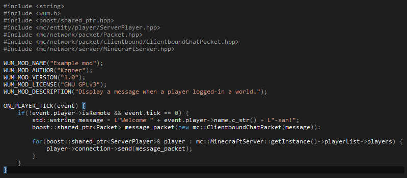 Kznner 現在 計画中のminecraft Wii U Edition用のmodローダ 第一段階として 画像にあるコード例を読み込めるようにする予定 T Co Yexo3exerm Twitter