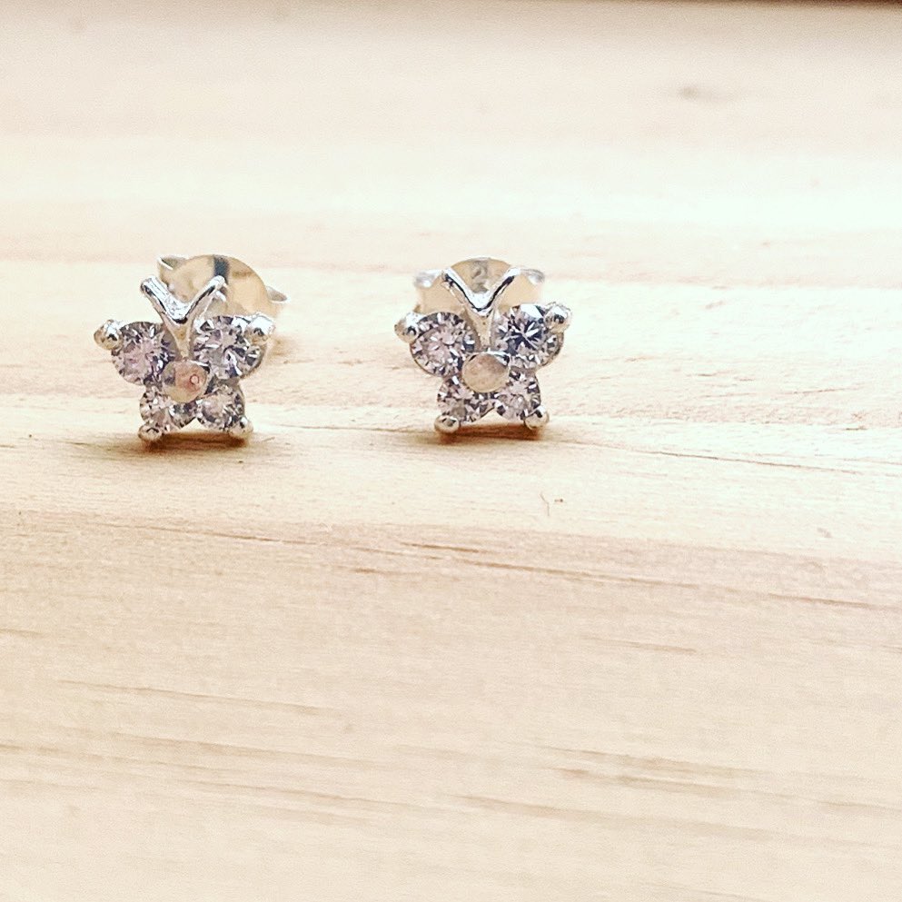 New sterling silver cubic zirconia studs #jewellery #jewelry #cubiczirconia #cubiczirconiajewelry #cubiczirconiaearrings #butterfly #cutestuds #butterflyearrings #accessories #fashion