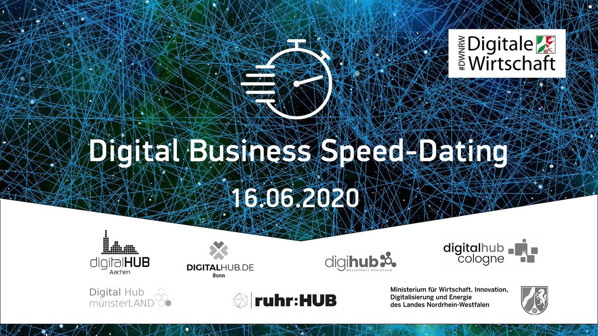 Du bist auf der Suche nach spannenden Investmentmöglichkeiten und innovativen Projekten? Nutze die Chance, beim Digital Business Speed-Dating am 16.06. die richtigen Kontakte für dein nächstes Projekt zu finden. 👥 Zur Anmeldung: buff.ly/2UdHDue <a href="/DWNRW/">Digitale.Wirtschaft</a> <a href="/WirtschaftNRW/">Wirtschaft.NRW</a>