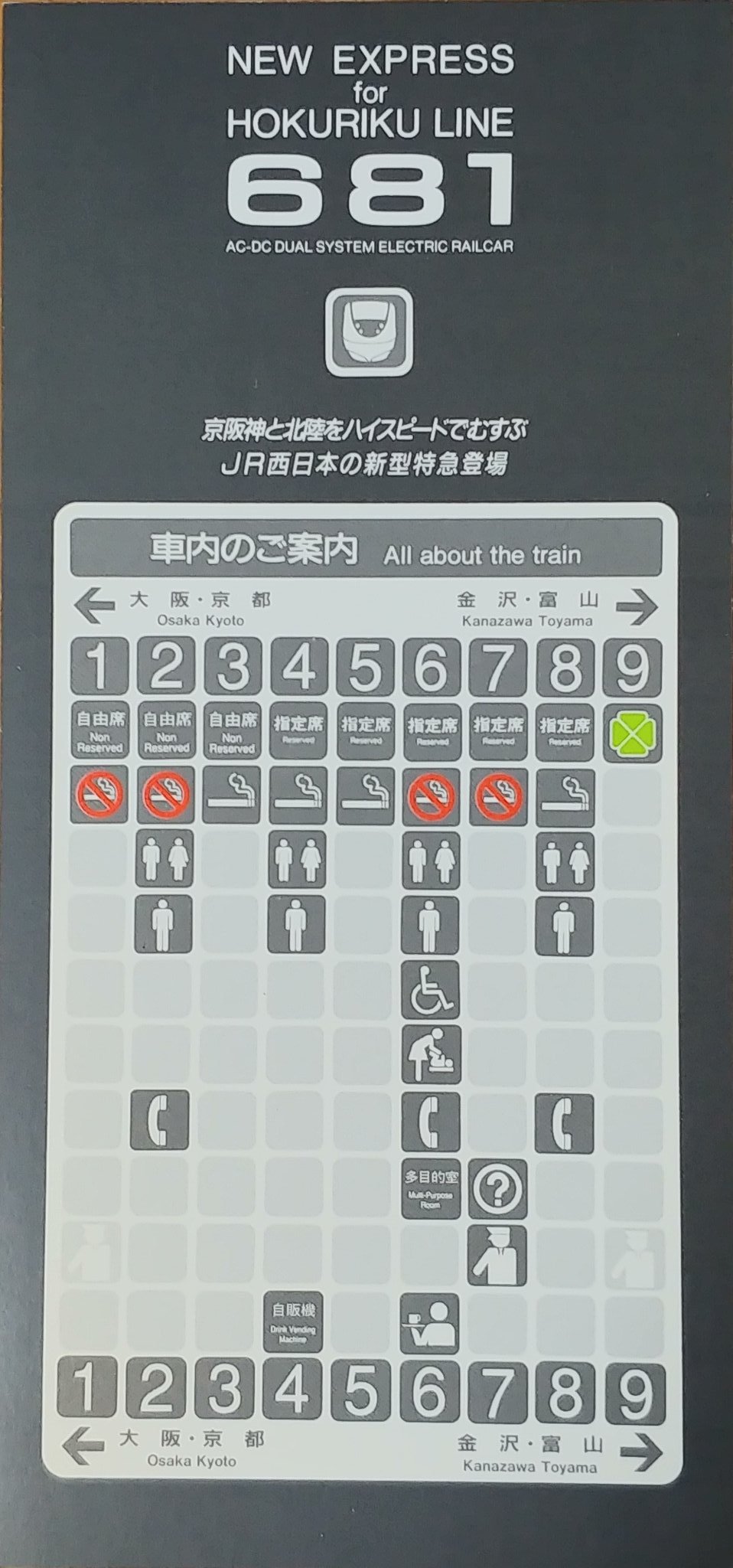 列車 特急サンダーバード 乗車位置案内板