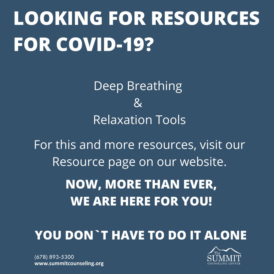 SummitCoCtr's tweet photo. https://t.co/kPMoijuszc .
.
.
.
#SummitCounselingAtlanta #COVID19 #covid_19 #coronavirus #socialdistancing #quarantine #mentalhealth #therapy #copingskills #mentalhealthmatters https://t.co/80rF0XCamU