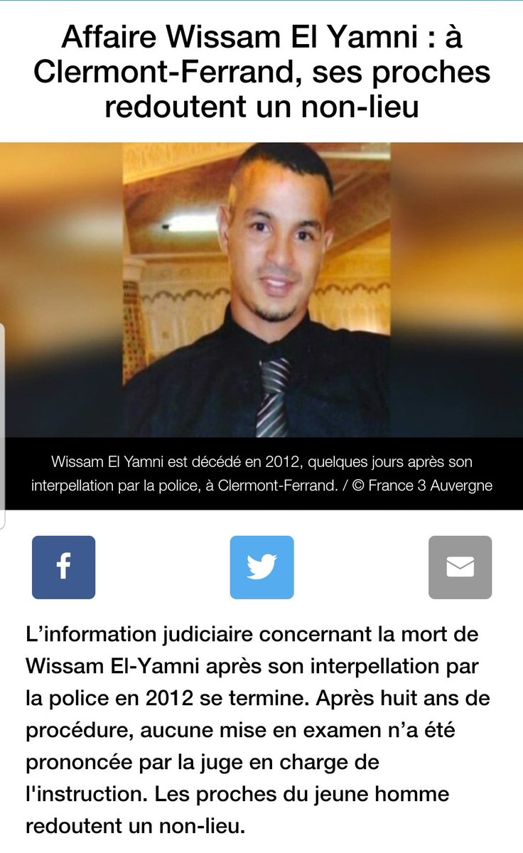 2012-Clermont-Ferrand: Wissam El Yamni, 30ans, tombe dans le coma et meurt après interpellation par 3 policiers. Un expert rejette l’influence de la drogue. Technique du “pliage” et "intervention d’un tiers" sont reconnus comme facteur ayant conduit à sa mortVers un non-lieu