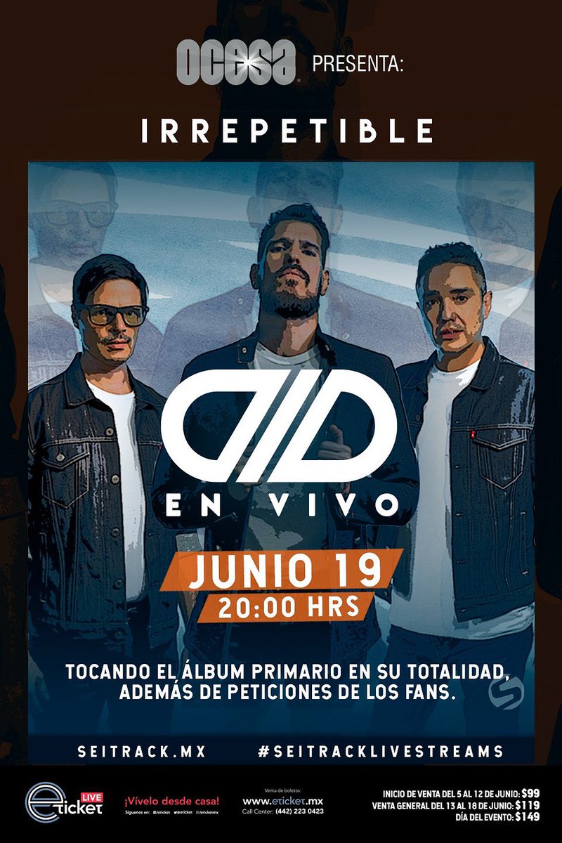 ContactOnLineMx's tweet photo. @dldmexico anuncia concierto en vivo vía streaming 🎵

Viernes 19 de junio de 2020, 20:00 hrs. a través de eticket live 🎤👏

#ContactonlineTeam https://t.co/lkblwM3Uff