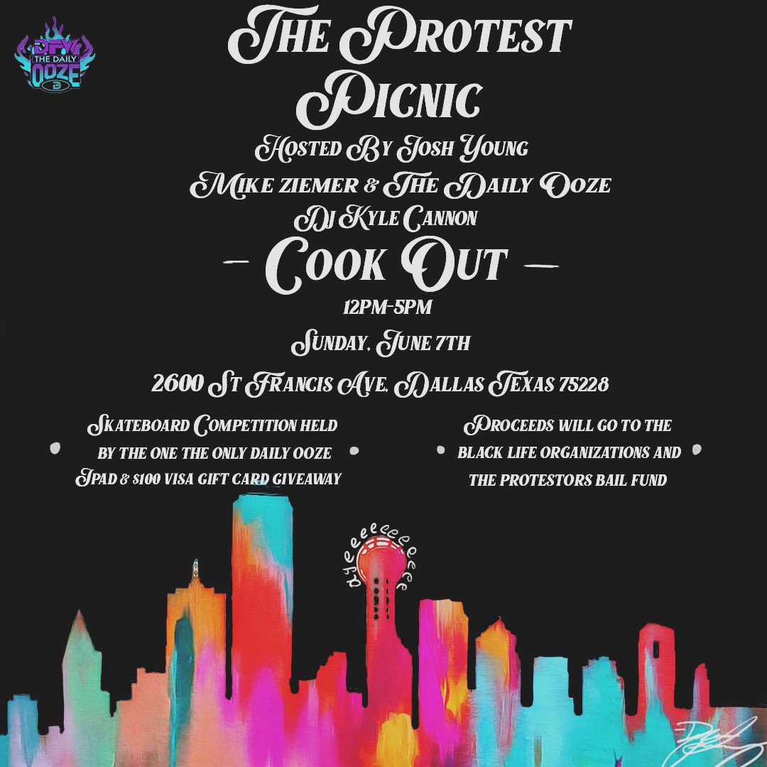 RIKKIBLUTX's tweet photo. TODAY WE OUTSIDE!!! 
ALTHOUGH THE NAME MAY SEEM IRONIC TO SAY THE LEAST, COME GET A PLATE, KICC IT WITH HOMIES AND NETWORK WITH LIKE MINDED INDIVIDUALS AT TODAYS #PROTESTPICNIC!!!! 

WE GOT MUSIC, GIVEAWAYS, SKATE BOARDING CONTEST AND MORE!!! 

HOSTED BY @FCKJOSHYOUNG AND FAM https://t.co/aGOjYeMg9M