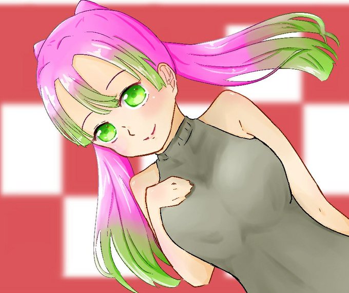 林杏さんがTwitterに投稿した甘露寺蜜璃(鬼滅の刃)のイラスト。