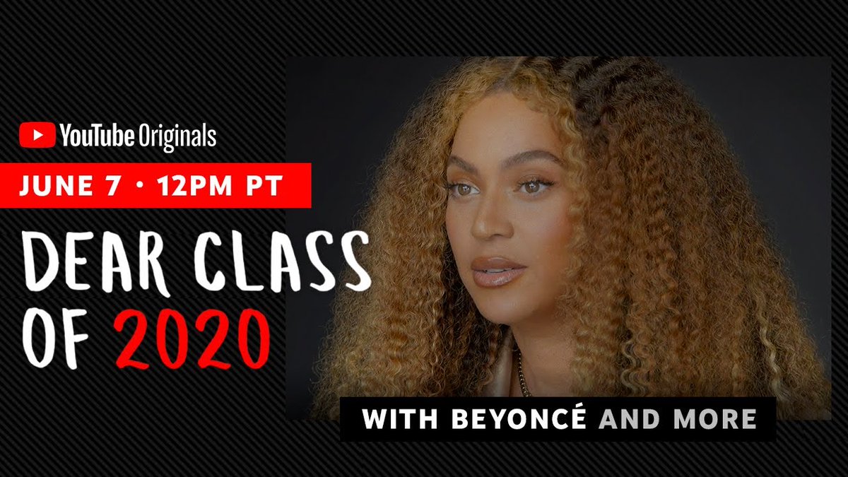 BeyLegion's tweet photo. 'Dear Class of 2020' graduation ceremony, featuring a special message from Beyoncé, starts in 15 minutes.

https://t.co/RtLInqTNzc https://t.co/UGqcz3y4M8