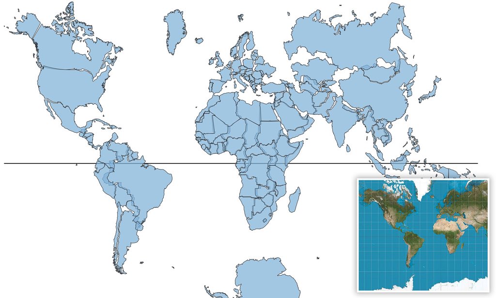 #60: Map Biases The 1st pic is the Mercator projection which enforces white supremacy. It depicts proportionally “evened” land masses but in reality, Africa & other countries are much bigger/smaller. To put things in perspective, Africa is 14 times larger than Greenland