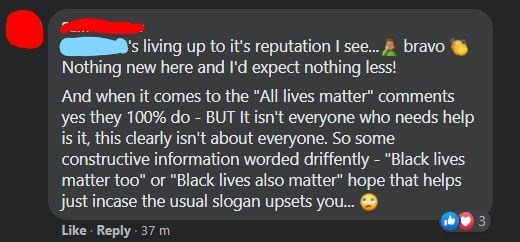 HomeworkRadio's tweet photo. I'm swiftly becoming enemy number 1 in my very white hometown on facebook...
*(blanked out my town name as I don't want everyone knowing where I live)π
#BLMLondon #BLMUK #blacklivesmatttersuk #BLMnottingham #GeorgeFloyd #protests https://t.co/zcRy1m2DUz