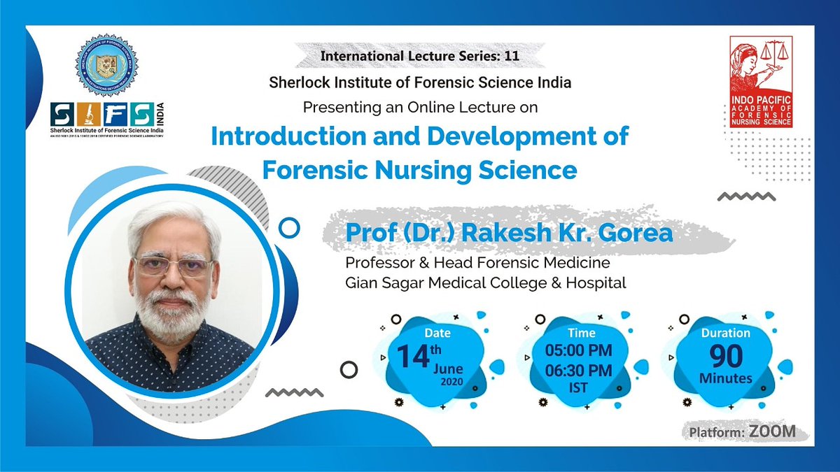 ForensicTimes's tweet image. #TheForensicTimes #ForensicWebinar
#ForensicEvent #Forensics
 
Webinar on *Introduction and Development of Forensic Nursing Science*

*Registration Link*
us02web.zoom.us/meeting/regist…
Date: Jun 14, 2020
Time: 05:00 PM IST (INDIA)