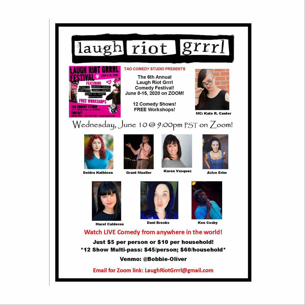 TheDaniBrooks's tweet image. Wed night on ZOOM! To watch, send $ to Bobbie-Oliver on Venmo or PayPal $ to bobbie@bobbieoliver.net and the feel goods will follow!! Support @TaoComedyStudio and @thebobbieoliver by showing up for a festival that is an intersectional feminist comedy safe space for all!! ♥️ ☮️