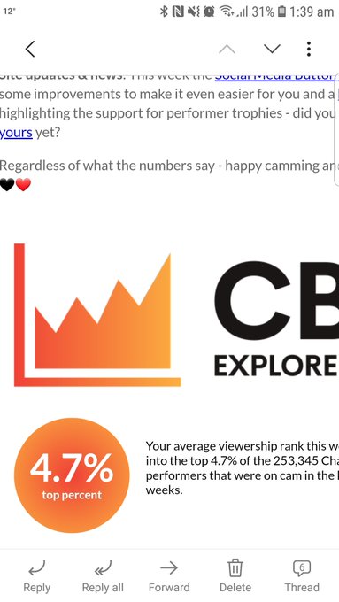Top 5% of chatubate users!  Yay!  Thanks @cb_explorer for the email 🧡 https://t.co/id9pA8MZMt<a class="tags" target="_blank" title="On Twitter" href="/?out=eyJ0eXAiOiJKV1QiLCJhbGciOiJIUzUxMiJ9.eyJpYXQiOjE3MjQ5Nzk4NjEsImlzcyI6InR3cG9ybnN0YXJzLmNvbSIsIm5iZiI6MTcyNDk3OTg2MSwiZXhwIjoxNzU2NTE1ODYxLCJyZWRpcmVjdF91cmwiOiJodHRwczovL3R3aXR0ZXIuY29tL2NiX2V4cGxvcmVyIn0.SB4-0BBSu1ApTyQ_pPtDycSaXmPxQtD22msSmBJMti_EE-s5CEnnd4lUjRZvHCFuIIdWZZ5WNvbUl7lOZjTXZA">@cb_explorer</a><a href="/tag/camgirl"class="tags"><span>#camgirl</span></a>
