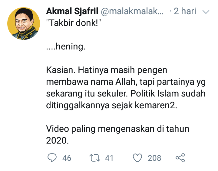 Alam bawah sadar ketidak sukaan kader PKS kepada ideologi Pancasila terwakili oleh twit <a href="/malakmalakmal/">Akmal Sjafril</a> ,  anti terhadap ideologi Pancasila, meskipun mereka menolaknya. <a href="/mas__piyuuu/">Mas Piyu ORI</a>