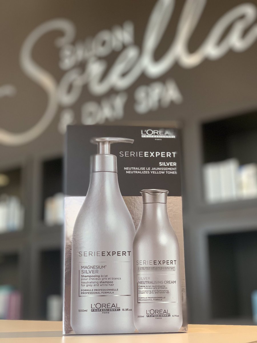 infosalonsorel1's tweet photo. L’Oréal Pro Serie Expert
 Silver Shampoo 500ml &amp; Silver Conditioner 200ml
ONLY $37.50
This Duo is AMAZING for our Grey &amp; White Hair! contact us : phone: 705-652-0100 or email us at info@salonsorella.ca 🤩

#lorealpro #lorealprofessionnel #purpleshampoo #greyhair #whiteshampoo https://t.co/VWJiboJxmv
