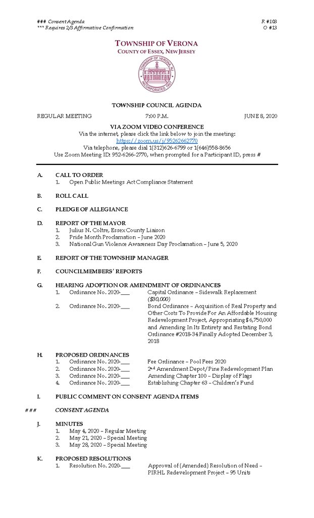 VeronaTownship's tweet photo. Tomorrow night's Council Meeting info:
Via the internet, please click the link below to join the meeting:
https://t.co/fgPyPWa6kr
Via telephone, please dial 1(312)626-6799 or 1(646)558-8656
Use Zoom Meeting ID: 952-6266-2770, when prompted for a Participant ID, press # https://t.co/MBdvUxVDAl