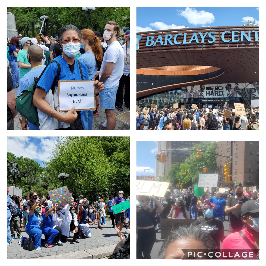 Took a power walk today with fellow Healthcare workers, starting at Union Square and ending at the Barclay Center. All united for a cause  #BlackLivesMattter and  the #HealthCareCrisis caused by #racism. Many hospital represented. <a href="/chelseaooo/">Chels</a>  @qvillamer