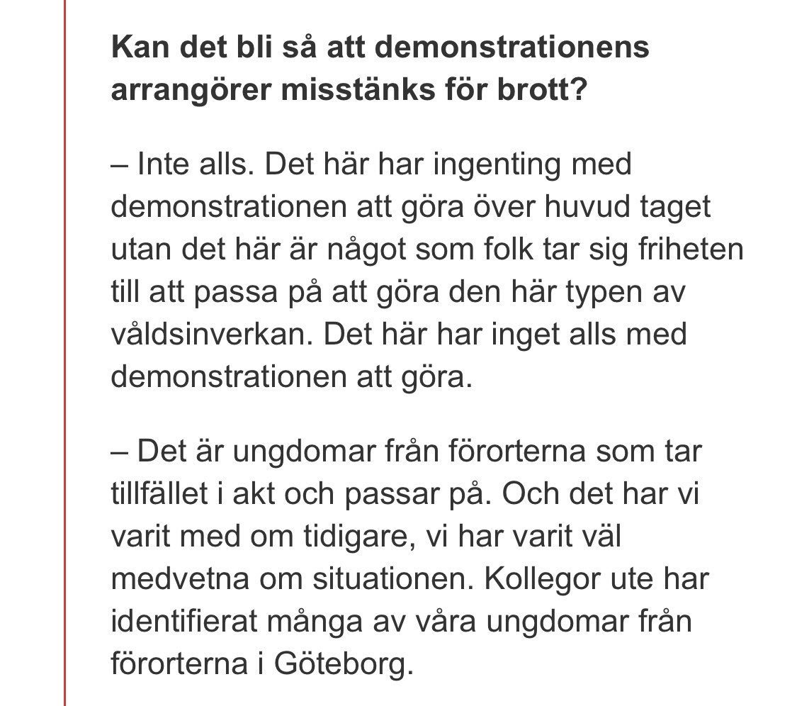 Flagerstam's tweet photo. @shishkebaben Såhär uttalar sig Christer Fuxborg, polisens presstalesperson. Detta har ingenting med demonstrationen att göra. https://t.co/qhemtubtd9