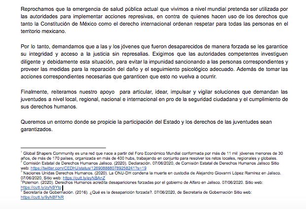 ShapersGDL's tweet photo. NO ES NORMAL que jóvenes mueran o sean agredidos a manos de la fuerza encargada de nuestra seguridad.

Compartimos nuestro posicionamiento respectos a los hechos suscitados en Gudalajara. 

Link a documento: https://t.co/EkVJkHx3z1

#JusticiaParaGiovanni 
#GlobalShapers https://t.co/D8kJsIDiWL