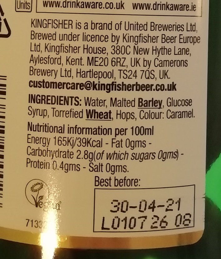 Only thing I remember about beer in India is that they'd never sell me as much as I wanted - it was easier to drink daiquiris in the Pune Hard Rock.Kingfisher claims to be the country's No. 1. Don't let ingredients like glucose syrup & caramel colouring put you off - it's OK.