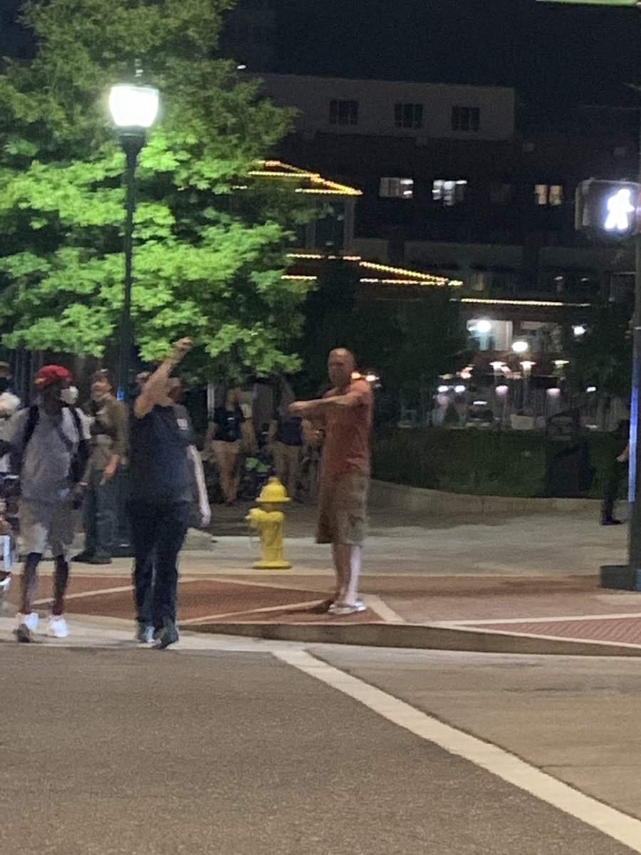 impact_rlsh's tweet photo. You can’t really tell, but this dude was blowing a shofar for the protesters in the #chattanoogaprotest last night, so I pointed to the Star of David in my shield and we shared a Fellow Tribesmen™ nod https://t.co/dgRauZohAx