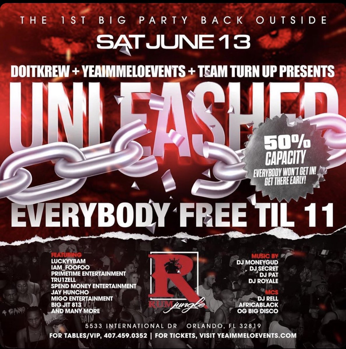 polodaone's tweet photo. Rum Jungle June 13th PrimeTimePolo🗣🎥 #orlando #centralflorida #florida #westorlando #eastorlando #metrowest #drphillips #kirkman #internationaldrive #valencia  #ucf #ucf19 #usf #tampa #daytona #polkcounty #kissimmee #flyers #djs #rnb #hiphop #downtownorlando ... https://t.co/rmyWkqm5Ok