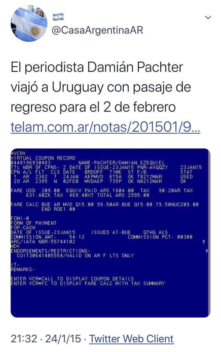 Ustedes son muy chicos y no se acuerdan pero durante la presidencia de esta señora no solo espiaron a <a href="/damianpachter/">Damian Pachter</a> cuando tuvo que abandonar el pais de raje después de denunciar la muerte de Nisman. También lo twitearon desde la cuenta oficial de Casa Rosada.