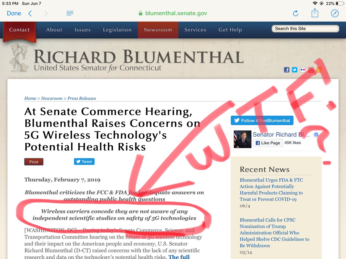 *read* for yourself: #5G health effects ***NEVER INDEPENDENTLY TESTED!!!!!*** #BigWireless  #BigTelecom floods us with claptrap BS  propaganda  for  #5G —> trying to distract from one basic  #5Gfact #cancer  #autism  #Bell  #Telus  #Rogers 3 . /  https://www.blumenthal.senate.gov/newsroom/press/release/at-senate-commerce-hearing-blumenthal-raises-concerns-on-5g-wireless-technologys-potential-health-risks