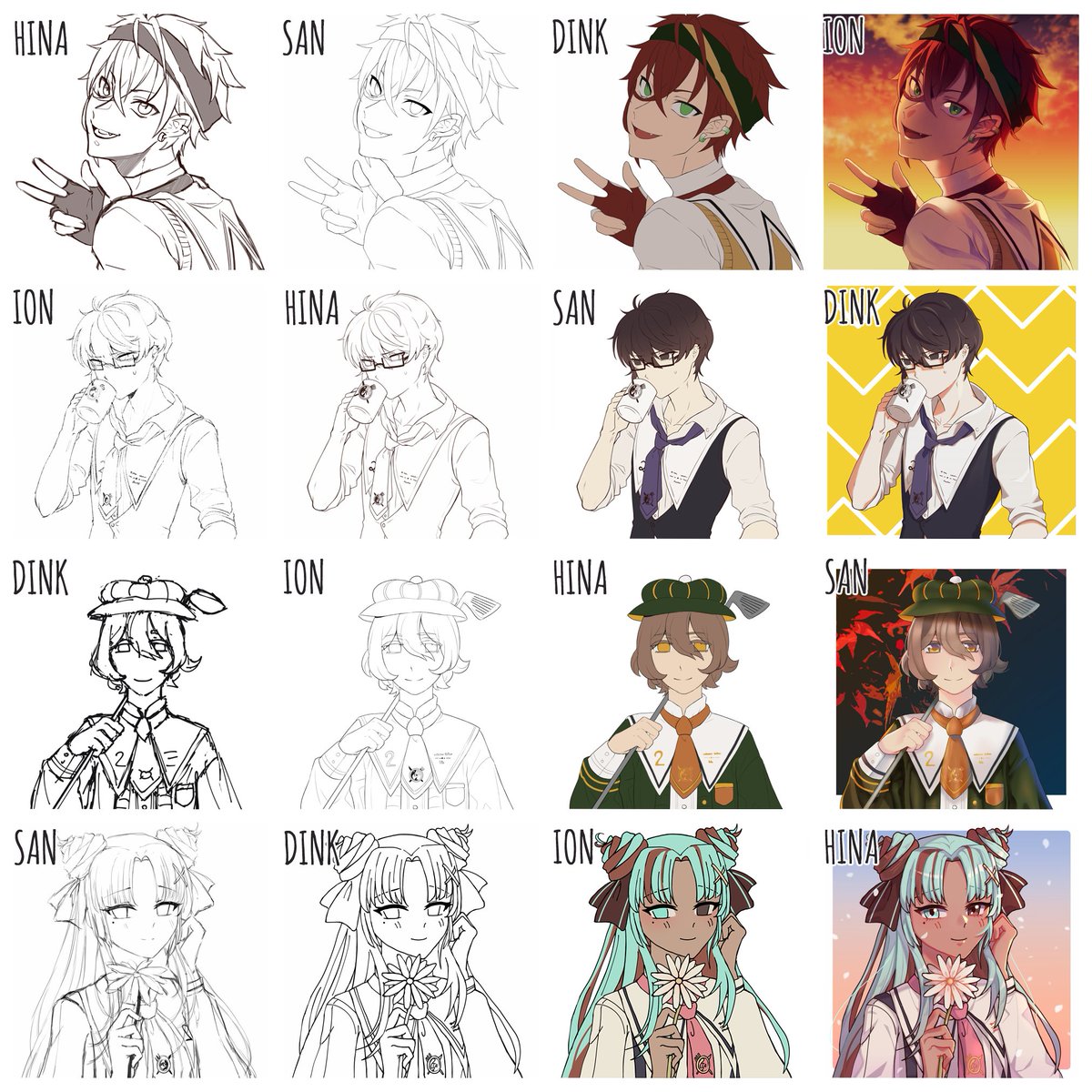 Switcharound meme with @io_nite @xvlious and @diiinkers of our Taichou Academy ocs! 
