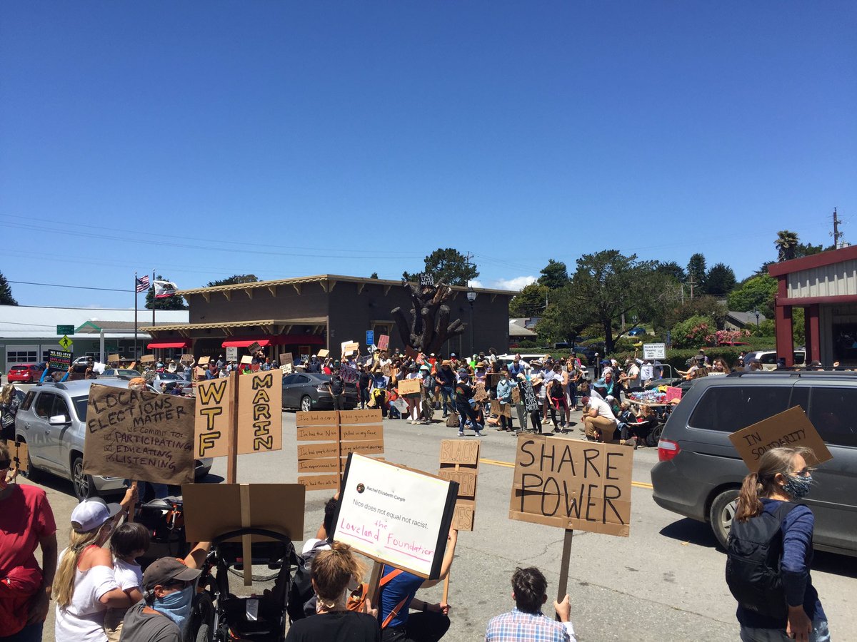 A crowd of 350 marched from Inverness Park to Point Reyes Station in solidarity with Black Lives Matter today. #BlackLivesMattters