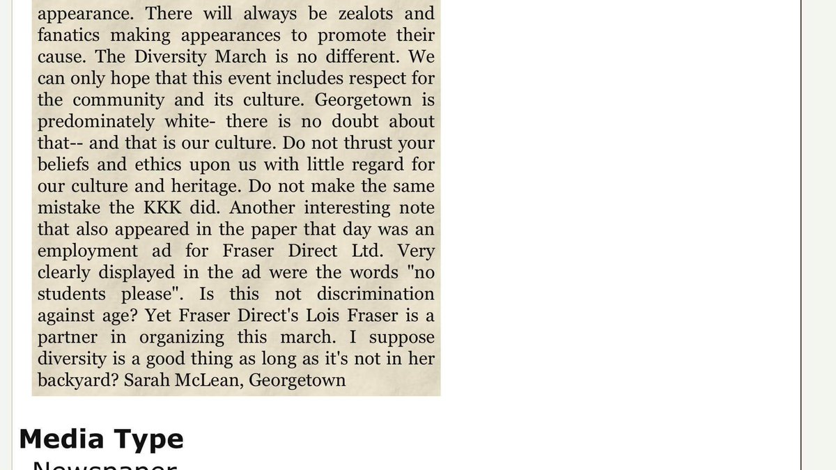 Michael52380711's tweet photo. @fordnation You went on record a while back saying that Canada does not have the deep roots of racism that the USA does. I would like to argue that statement with these letters straight out of the Independent &amp; Free Press (Georgetown, ON).

I'm sure tons more like it is out there https://t.co/gXLwQ2I6io