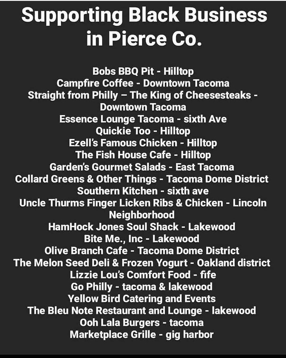 PuyallupIndivis's tweet photo. Support local pierce county black owned restaurants and food businesses #BlackLivesMattters #PierceCounty @JussFlyyEvents https://t.co/FjsrP3Hw4a