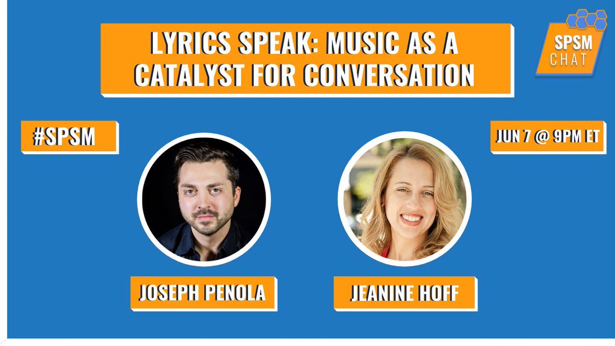 I’ll be on tonight’s @SPSMChat (#SuicidePrevention #SocialMedia) talking about #LetLyricsSpeak and how #musicsaveslives with @YesYouShine streaming live on @Twitter and @YouTube at 9PM Eastern / 6PM Pacific if anyone is interested in watching or participating.