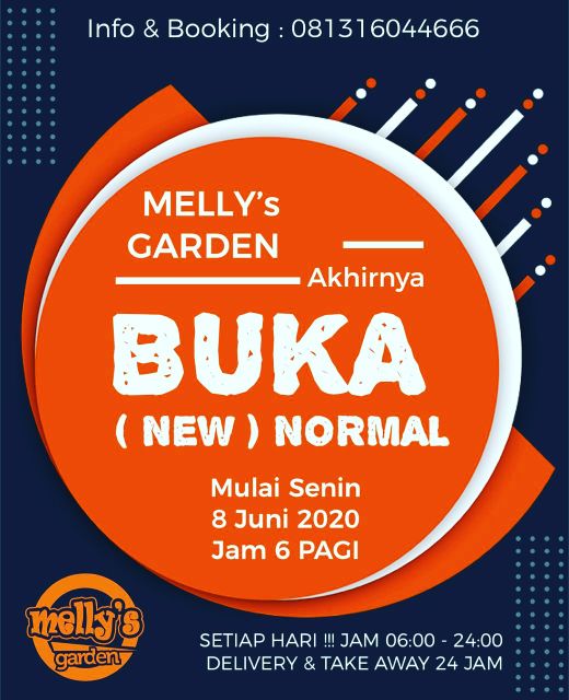 Akhirnya Melly's Garden
BUKA ( New ) NORMAL
GUUUYYYYSSSS 

Mulai HARI INI

SETIAP HARI
Jam 6 Pagi - Midnight

Teman-Teman BEERkebun
Yuk Langsung Booking ke 081316044666 
TEMPAT TERBATAS!!!