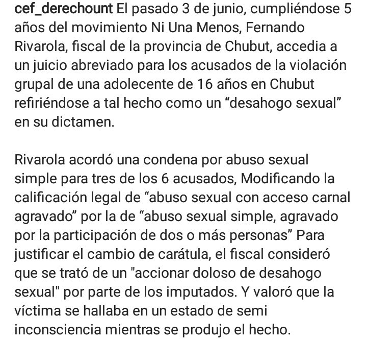 cef_derechount's tweet photo. No fue desahogo sexual, FUE VIOLACION! Y exigimos que se la reconozca como tal. Necesitamos auxiliares de justicia preparados y capacitados para no repetir estos discursos cargados de misoginia y machismo nunca más. Implementación de la #LeyMicaela ya!

https://t.co/gmB5qE9IfW https://t.co/sFCQsIPUGD