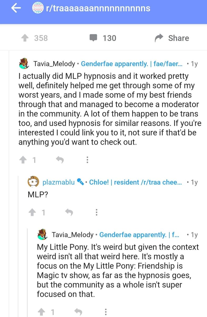 "I found out I'm trans because of lactation kink""I'm pretty heavily into ABDL (adult baby diaper lover)""I did My Little Pony hypnosis"This is why so many genderists say "Don't kink shame" fyi