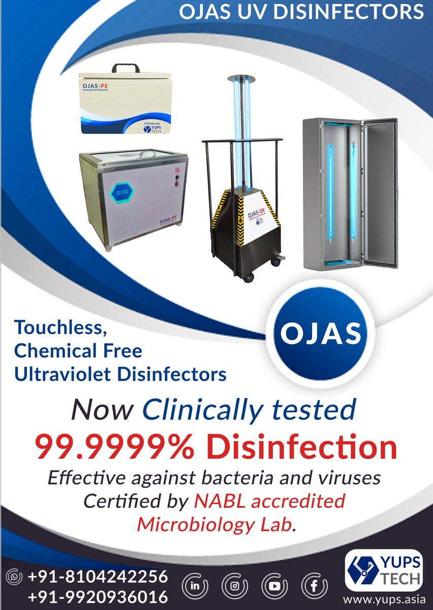 yups_tech's tweet photo. We are excited to share that our products provided 99.9999% (6 log) disinfection against germs.

This was certified by a NABL accredited lab.
.
.
#disinfection #uvc #uvdisinfection #YUPSTech #coronavirusprevention #Coronavirus
@IndiaDST @NASSCOMStartUps @startupindia @mygovindia https://t.co/gffCr1hz1K