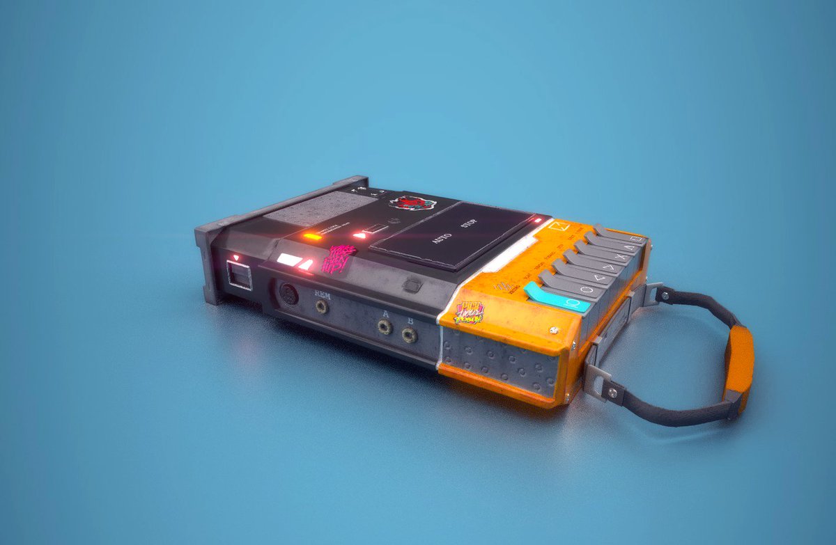 Dharmrajpatel61's tweet photo. Cyberpunk Themed Retro Portable Tape Recorder #3dprop #3dsmax #maya #autodesk #autodeskmaya #prop #gameprops #gaming #cyberpunkgame #substancepainter #substance #uv #marmosettoolbag #marmosettoolbag3 #lighting #taperecorder https://t.co/qyz3Vk2HRK