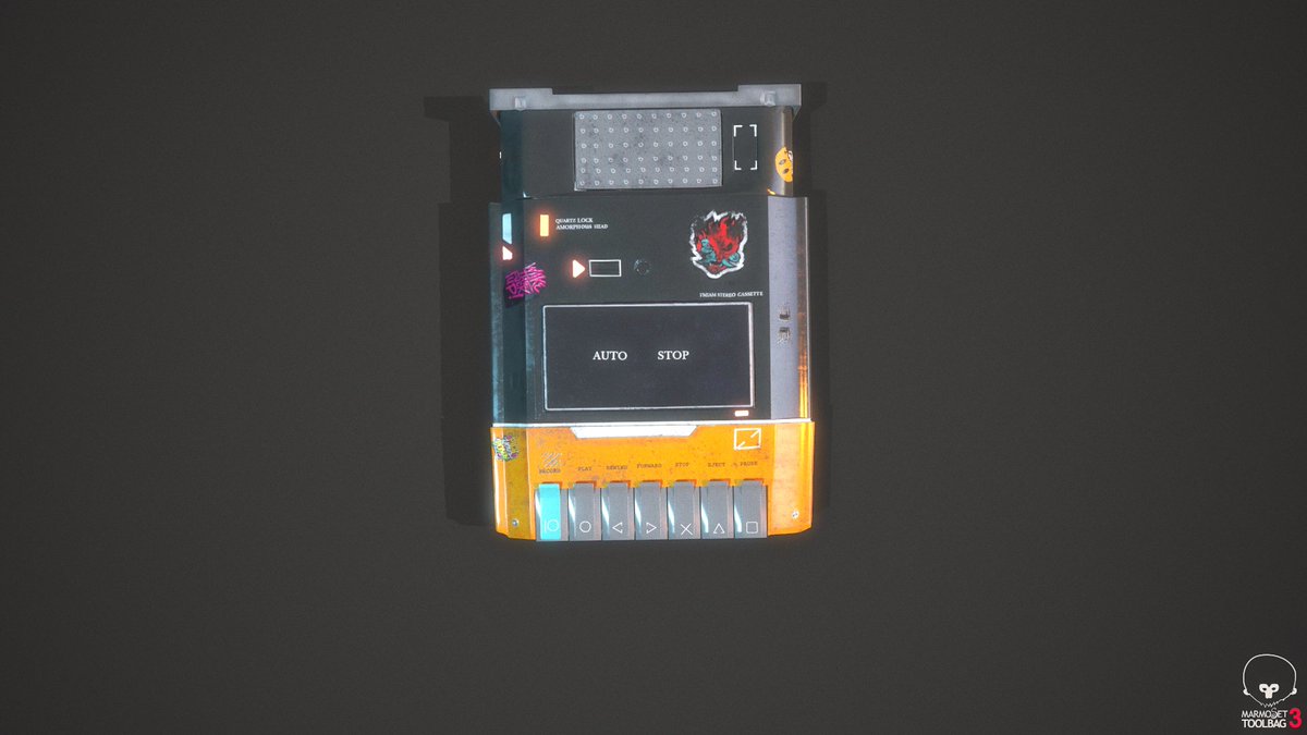 Dharmrajpatel61's tweet photo. Cyberpunk Themed Retro Portable Tape Recorder #3dprop #3dsmax #maya #autodesk #autodeskmaya #prop #gameprops #gaming #cyberpunkgame #substancepainter #substance #uv #marmosettoolbag #marmosettoolbag3 #lighting #taperecorder https://t.co/qyz3Vk2HRK