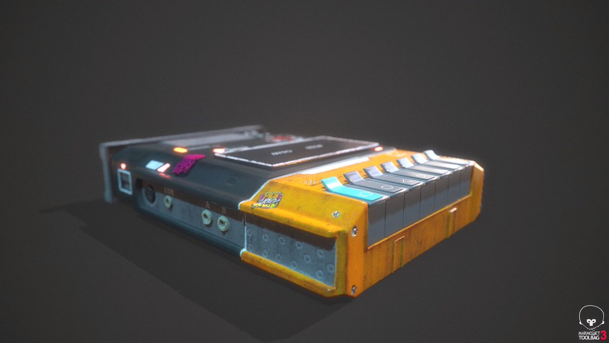 Dharmrajpatel61's tweet photo. Cyberpunk Themed Retro Portable Tape Recorder #3dprop #3dsmax #maya #autodesk #autodeskmaya #prop #gameprops #gaming #cyberpunkgame #substancepainter #substance #uv #marmosettoolbag #marmosettoolbag3 #lighting #taperecorder https://t.co/qyz3Vk2HRK