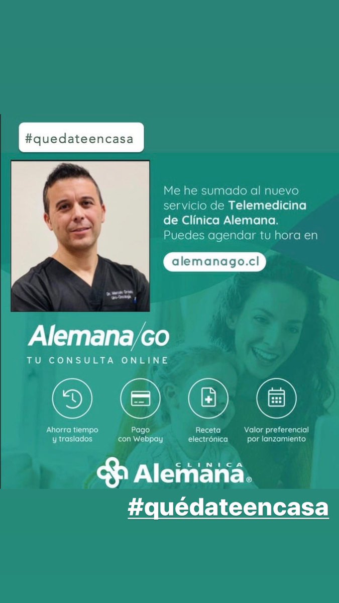 Dr. Marcelo Orvieto (@doctororvieto) on Twitter photo Cuidémonos todos y veámonos en TELECONSULTA de <a href="/Clinicaalemana/">Clínica Alemana</a> en alemanago.cl #QuedateEnCasa Cuidémonos todos y veámonos en TELECONSULTA de <a href="/Clinicaalemana/">Clínica Alemana</a> en alemanago.cl #QuedateEnCasa
