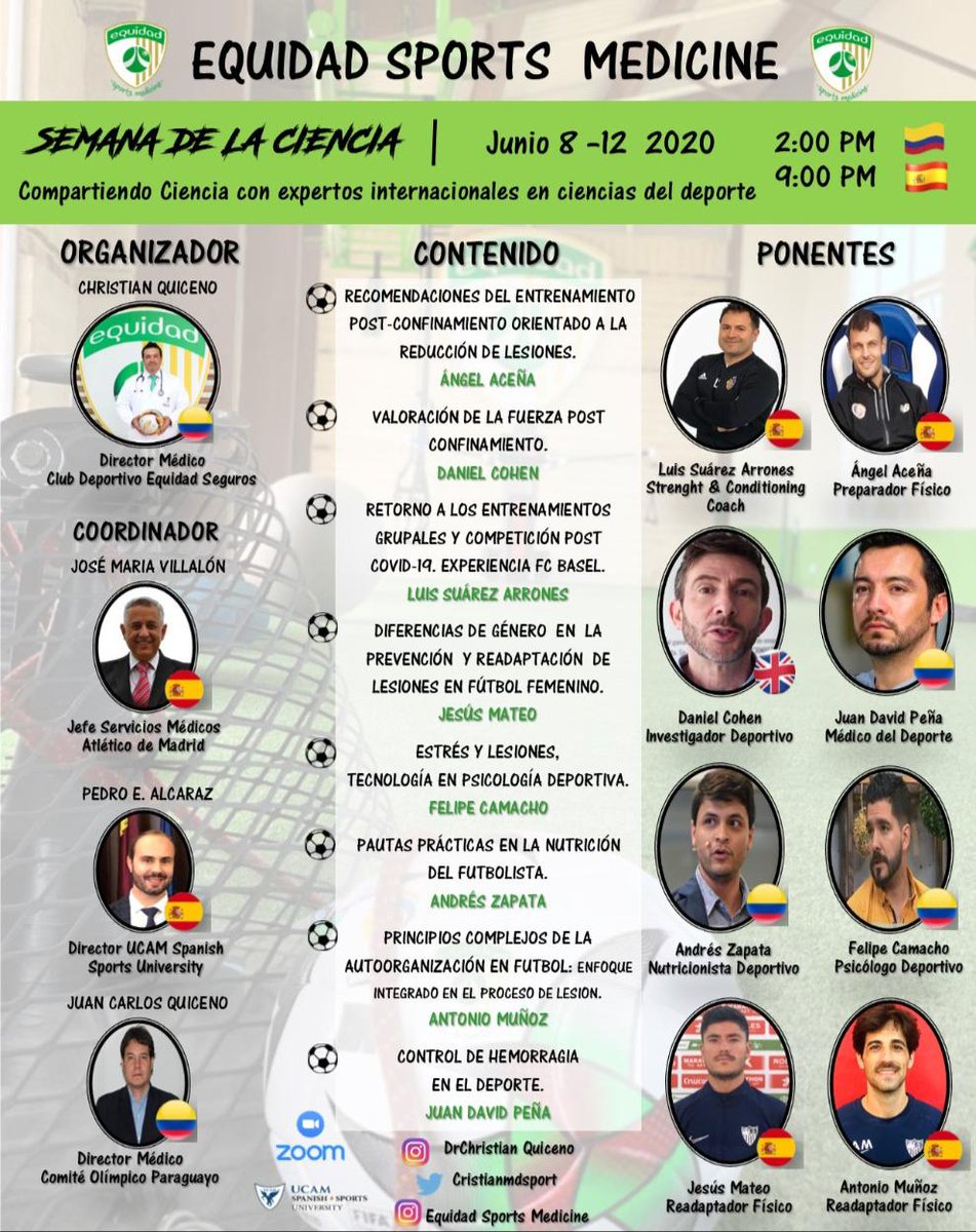 Un lujo participar de la semana de la ciencia organizada por @cristianmdsport <a href="/EquidadM/">EquidadMx</a>

Estaré hablando de pautas prácticas en la nutrición del futbolista este miércoles 10 de Junio

Pueden inscribirse de manera gratuita con @cristianmdsport