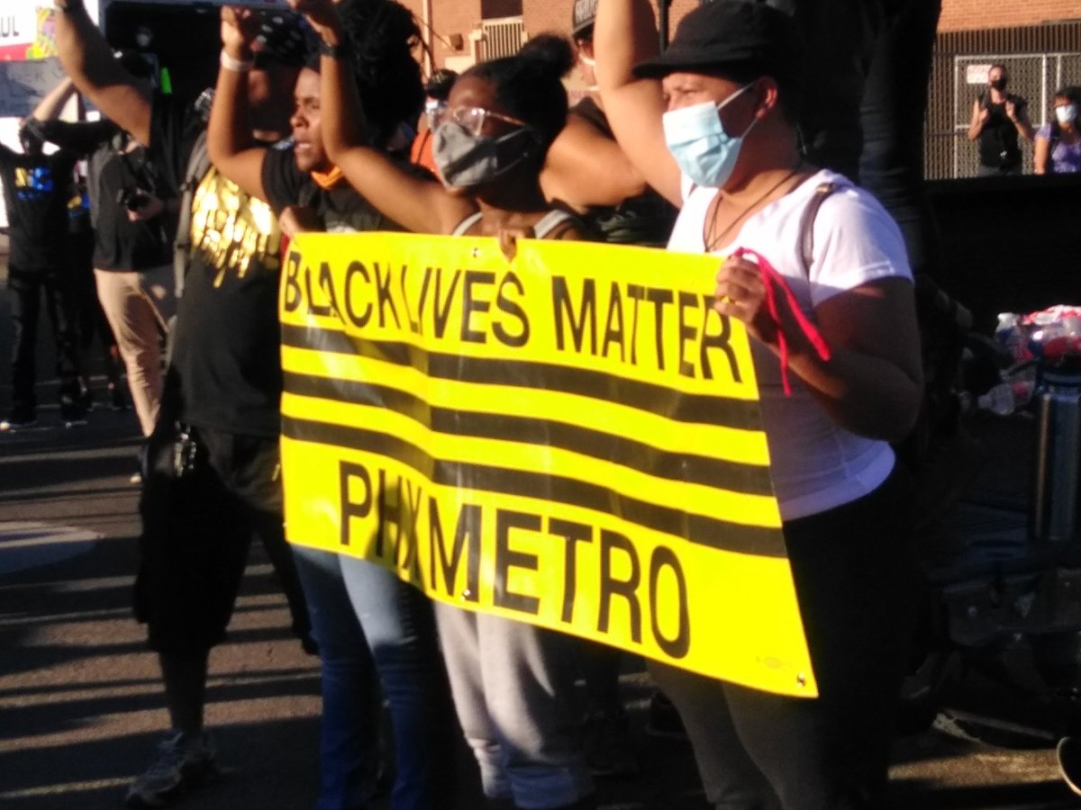 ShawnInArizona's tweet photo. Heading home safe, catching a ride with @BWestbrookAZ8  from what I saw a peaceful protest was had by all. Many thanks to @blmphxmetro &amp; all the organizers, stay safe 💙 

#BlackLivesMatter #JusticeForDion #PhxProtest https://t.co/j73QMDbw2B