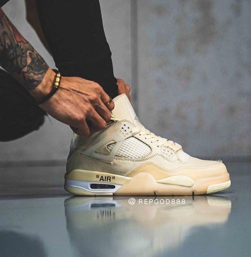 off white 4s on feet