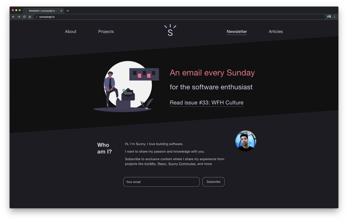 sunnysinghio's tweet photo. Early peek at revamping my newsletter. https://t.co/fsfLQPnQvM